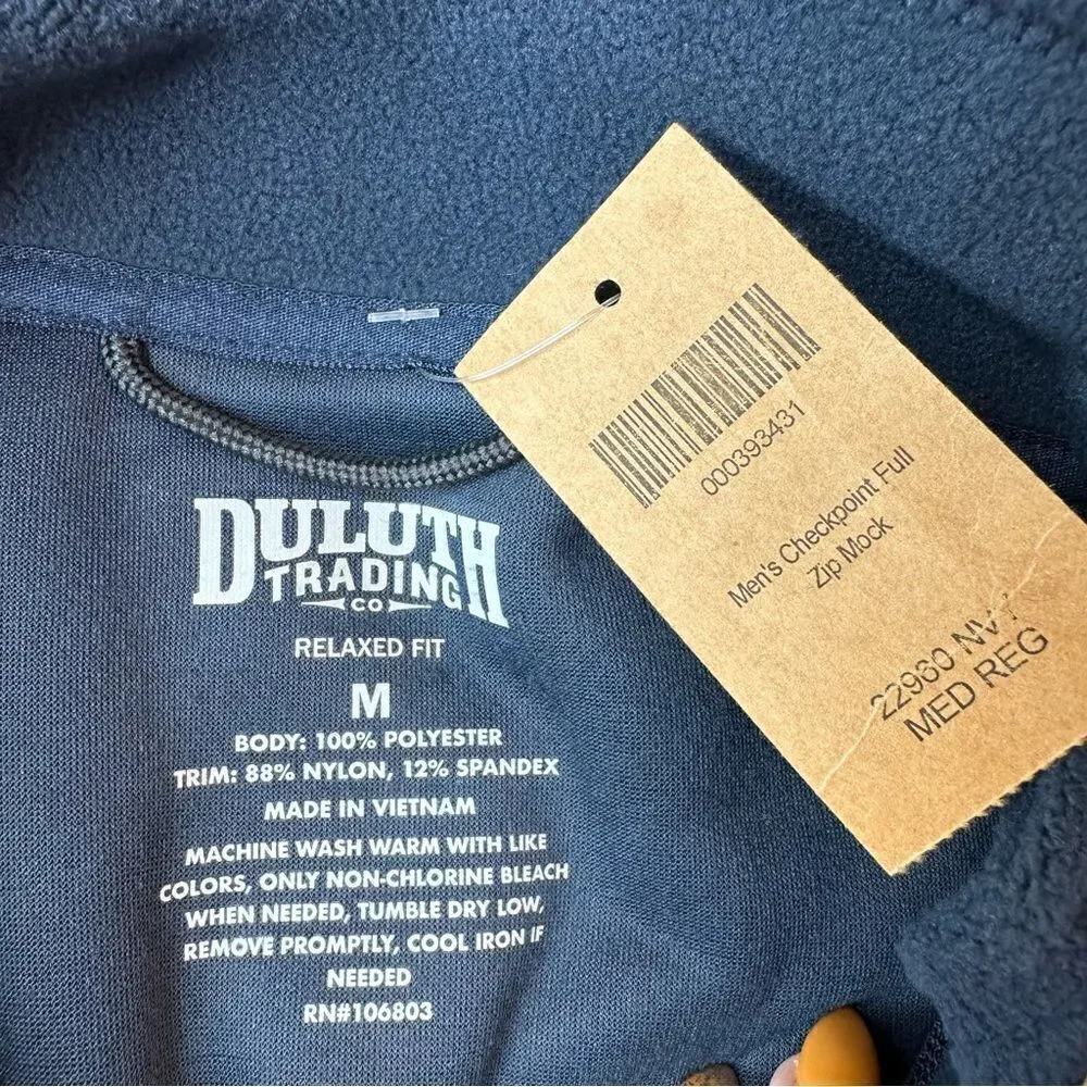 DULUTH Trading Co Checkpoint Fleece Full Zip Mock Navy Jacket Size M